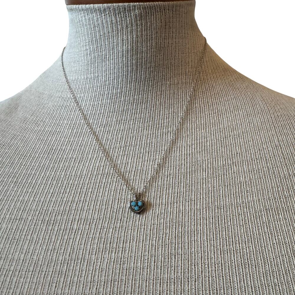 Vintage blue tiny heart necklace